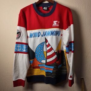 Starter Black Label Wind Jamming Sailboat Graphic Crewneck Sweatshirt Mens‎ L